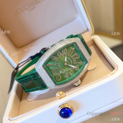 New Copy Franck Muller Vanguard Diamond Lady Watches Quartz Green Dial